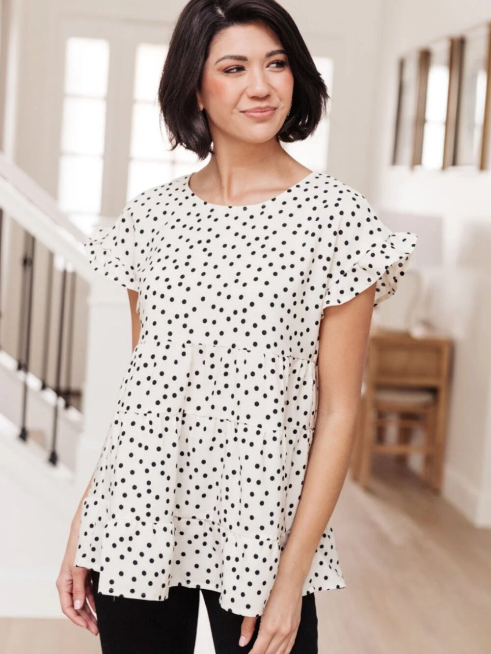 Tiered Polka-Dot Blouse - Size M